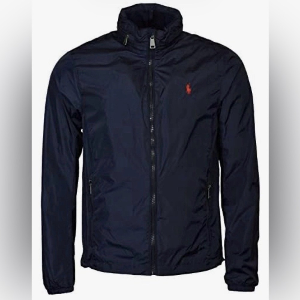Polo Ralph Lauren Retford Jacket Mens L Navy Blue Packable Hooded Windbreaker